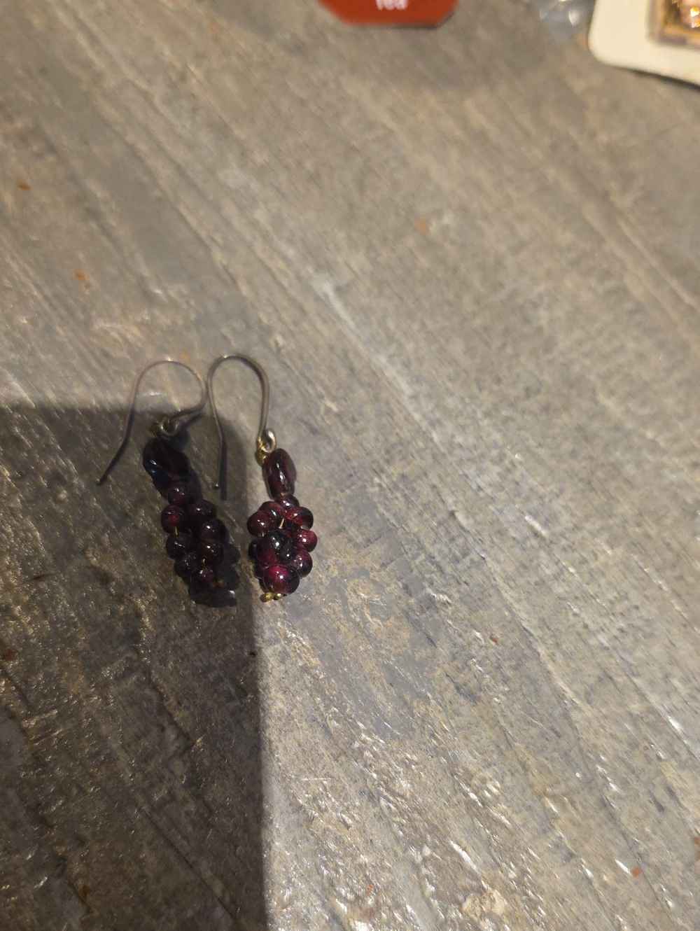 Garnet Cluster Drop Earrings - Unbranded